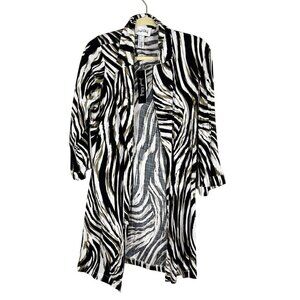 Joseph Ribhoff Animal Print Jacket Black 10 Colorful Classic Chic Neutral Preppy